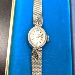 1970's Hamilton 10K White Gold Filled Diamond Accents Wind-up Watch
